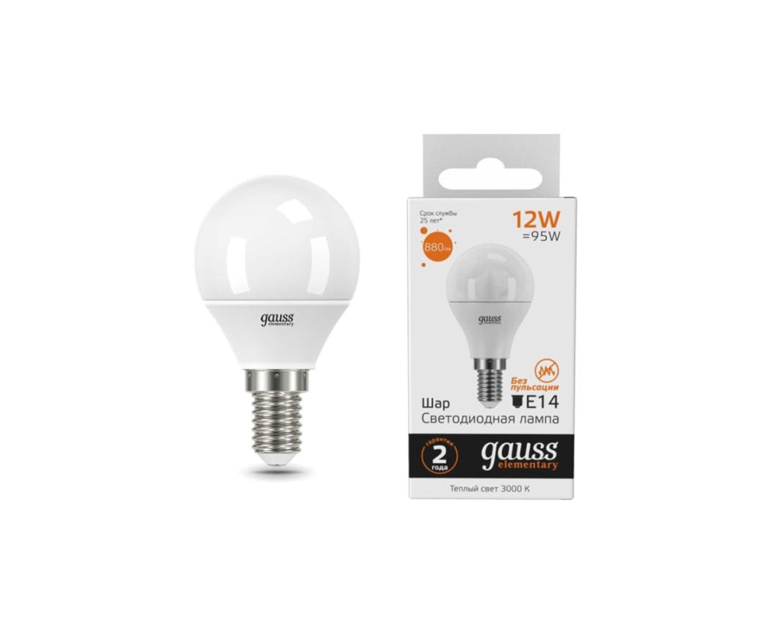 ნათურა 10W 750lm 3000K E27 LED 1/10/100  Gauss Elementary — ნათურა და ვაზნა